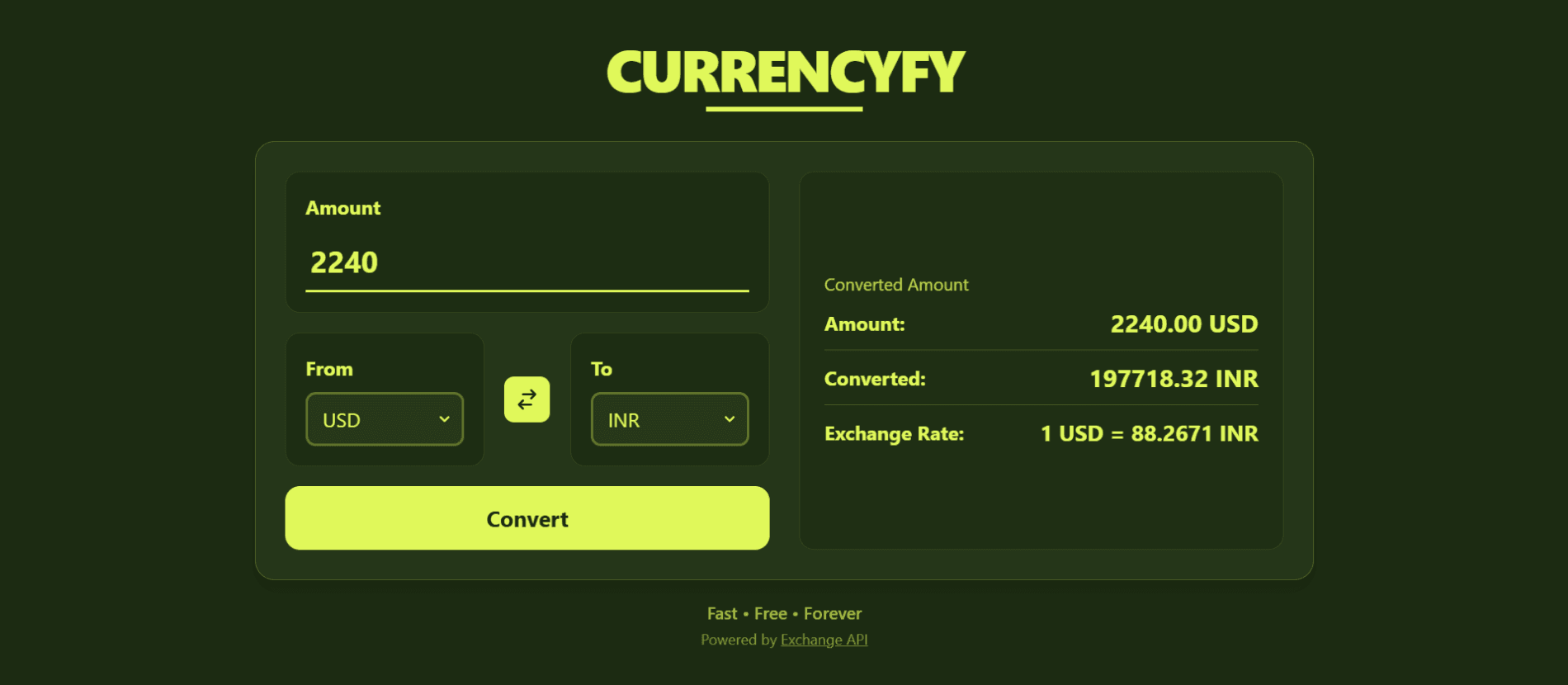 Currencyfy project screenshot